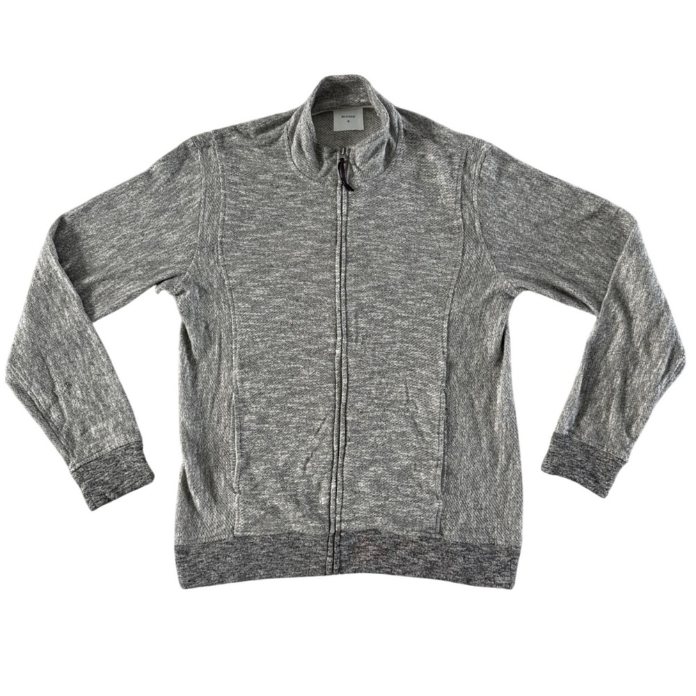 Billy Reid Full Zip Sweatshirt Sweater Mens M Gray French Terry Mock Neck‎ Peru